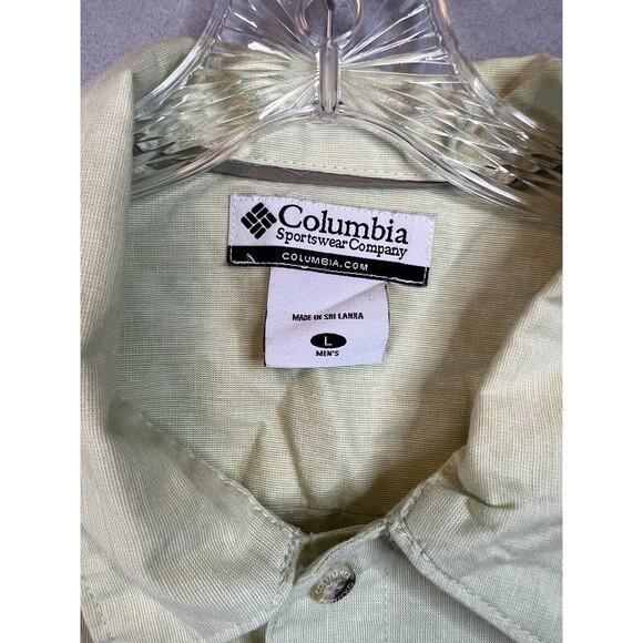 Columbia Sportswear Button Up Shirt Short Sleeve Mens Adult Large Yellow / Green - Picture 2 of 6